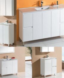 SNN 1500mm PVC Waterproof Gloss White Polyurethane Vanity Ceramic Top