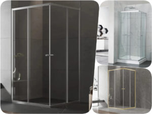 Square Semi-Frameless Double Sliding Door Shower Screen Enclosure 5 Colours