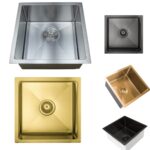VIC 450x450x220mm Stainless Steel Round R15 Corners Kitchen Sink Gold Grey Black