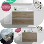 1200mm Duo White Oak Matte White Two Tone Wall Hung Vanity Stone Top