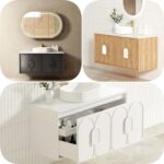 1200mm Otti Laguna Plywood Timber Wood Grain / Black / White Wall Hung Vanity