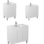 600-900 Slim White Polyurethane PVC Waterproof Free Standing Vanity Unit