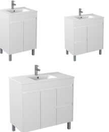 600-900 Slim White Polyurethane PVC Waterproof Free Standing Vanity Unit