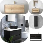 600mm Otti Byron Plywood Timber Wood Grain / Nature Oak / Black Wall Hung Vanity