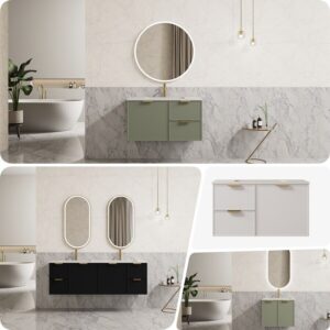 900mm Ceto Miami Shaker PVC Water Proof Wall Hung Vanity Drawers & Cabinet