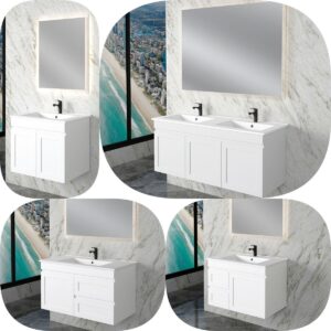 Riva Miami 900mm Vanity – Matte White Shaker Bathroom Cabinet Unit / Plywood