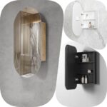 900x450mm Otti NOOSA Pill Shaped Bathroom Mirror Shaving Cabinet / 3 Colours