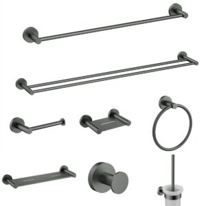 ACL Gun Metal Bathroom Accessory Set Towel Rail Shelf Paper Holder Robe Hook
