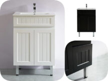 Ceto Acacia 600mm Shaker PVC Water Proof  Floor Standing Vanity White Black