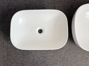 ETZU Matte White 460x320mm Curved Rectangle Above Counter Top Ceramic Basin