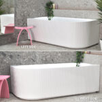 Ceto 1500mm 1700mm Matte White Brighton Fluted Corner Back to Wall Acrylic Bath Tub