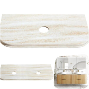 Otti Havana English Edge 600 – 1800 x50 Solid Surface Stone Vanity Sand Dune Top
