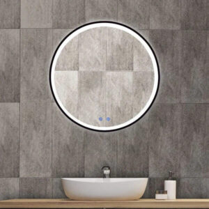 Round 700mm 900mm Touch Sensor Matte Black Mirror with Defogger