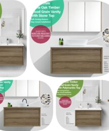 *SALE* 1200mm York White Oak Timber Wood Grain Wall Hung Shaker Style Vanity