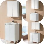 Slim 600 x 360mm SNN PVC Waterproof White Polyurethane Floor Standing Vanity
