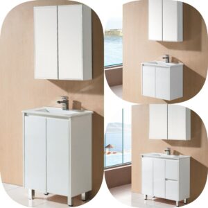 Slim 600 x 360mm SNN PVC Waterproof White Polyurethane Floor Standing Vanity
