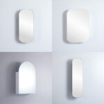 White OLIVIA Designer Mirror Arch Shaving Cabinet 40x90 60x90 150x40 Tallboy