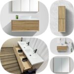 600mm DEVO Bevel Edge White Oak Timber Wood Grain Wall Hung Bathroom Vanity