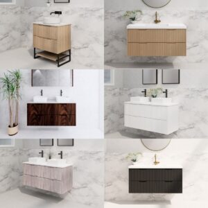 1200mm Riva Bali Fluted Wall Hung Bathroom Vanity 5 Colours