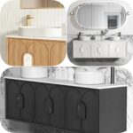 1800mm Otti Laguna Plywood Timber Wood Grain / Black / White Wall Hung Vanity