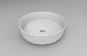 415mm Round Matte White Solid Surface Stone Topmount Bathroom Vanity Basin Sink