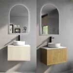600 x 500 Wide CETO Bellevue Fluted PVC Film Wood Grain Costal Prime Oak Vanity
