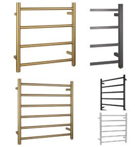 Aquaperla Electric Heated Towel Rack Round / Square Brushed Brass / IP55 Rating