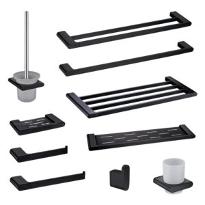CORA Matte Black Bathroom Toilet Shower Accessory Set