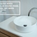 EVE Round Circular Gloss White Solid Ceramic Above Counter Vanity Art Basin Sink