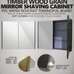 Mirror Shaving Cabinet PVC Timber Wood Grey 750mm height x 600 750 900 1200 1500