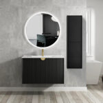Otti Marlo 1200mm x 350mm Matte Black Polyurethane Wall Hung Plywood Tallboy