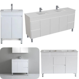 Polar 1800mm PVC Water Proof Gloss White Polyurethane Vanity Unit