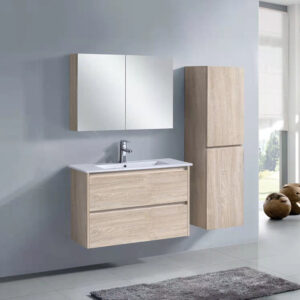 RC-365 600mm-1500 White Oak Timber Wood Grain Wall Hung Vanity w Ceramic Top