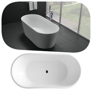 SHANTY 1200mm-1700mm Round Oval Freestanding Slim Narrow Acrylic Bath Tub