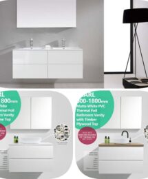 1500mm Pearl PVC Thermal Foil Wood Grain Wall Hung Vanity Matte White