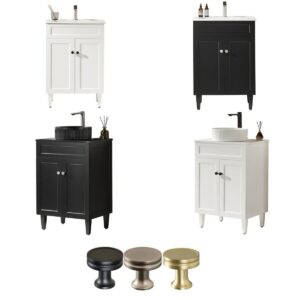 600 Harrington Hampton Shaker Floor Stand PVC Polyurethane White / Black Vanity