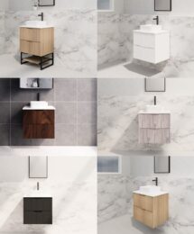600mm Riva Bali Fluted Panel Wall Hung with Shelf Bathroom Vanity 5 Colours