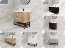900mm Riva Bali Fluted Floor Standing with Shelf Bathroom Vanity 5 Colours