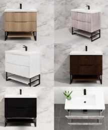 900mm Riva Bali Fluted Panel Floor Standing with Shelf Bathroom Vanity 5 Colours