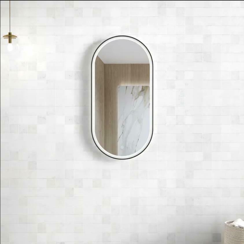 Anti Fog Copper Free Led Oval Mirror, Oval Bathroom Mirror Black Frame