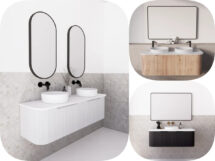Bergen 750-1500mm Fluted Curved Matte White / Black Vanity