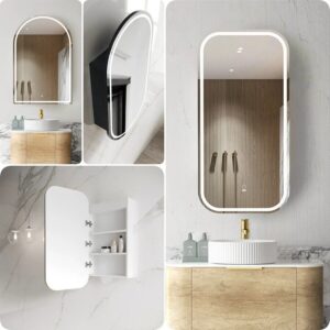 LED Otti Newport Rectangular Shaped Bathroom Mirror Shaving Cabinet / 3 Colours
