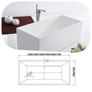 LOTUS | 1200mm-1700mm Square Multifit Freestanding Slim Narrow Acrylic Bath Tub