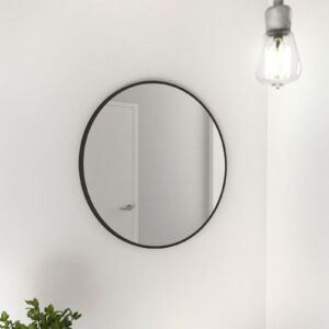LUNE 600 800 900mm Copper Free Round Matte Black Aluminum Framed Wall Mirror