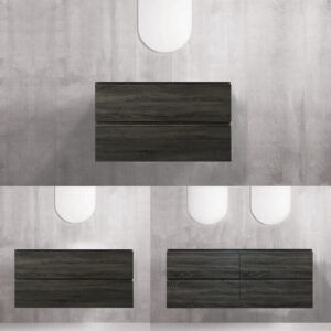 QUBIST 600mm-1500mm Dark Oak Timber Wood Grain Wall Hung Vanity Cabinet Only