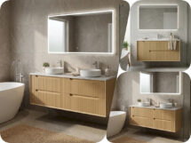 Vito Plywood 1500mm Brooklyn Fluted Red Oak Wall Hung Vanity