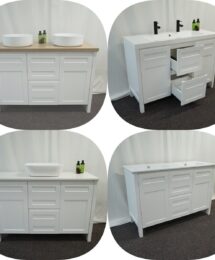 1200mm LYON Floor Standing Matte White Shaker Hampton Style Vanity Double Basin