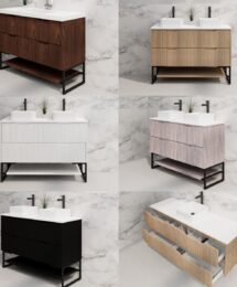 1200mm Riva Bali Fluted Floor Standing with Shelf Bathroom Vanity 5 Colours