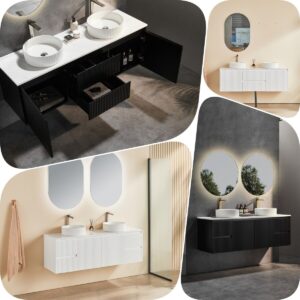 1500 CETO Brindabella CB1521 Fluted PVC Water Proof Polyurethane Wall Hung Vanity