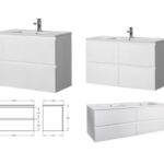 600-1800mm Riva White Polyurethane PVC Waterproof Wall Hung Vanity Ceramic Basin